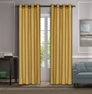 1 pièce de rideau de fenêtre élégant en fausse soie avec 8 œillets occultants et cantonnières couleur noire unie - Product Image 4