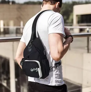 Fashion Glowing Logo USB Charging Port Crossbody Messenger Bags College Mens Travel Casual One Shoulder Backpack Sling Chest Bag