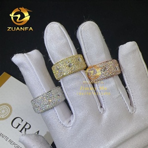 Anillo de Eternidad de Plata de Ley 925 con Diamantes Moissanite VVS, Estilo Rapper, Joyería de Moda, Totalmente Cubierto de Diamantes, Pasa el Test de Diamantes - Product Image 2