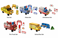 Ensemble de blocs de construction magnétiques Taxi pour enfants de 3 ans et plus, jouet éducatif de construction, jeu d'imitation
