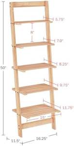 Estante de <span class=keywords><strong>escalera</strong></span> de 5 niveles-Estantería inclinada <span class=keywords><strong>estrecha</strong></span> de 50 pulgadas-Estantería de madera para sala de estar, baño, cocina, oficina o dormitorio - Product Image 5