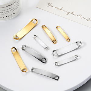 Dropshipping accesorios joyería Diy placa curva Rectangular colgante de doble agujero de acero inoxidable Diy accesorios joyería de mujer - Product Image 3