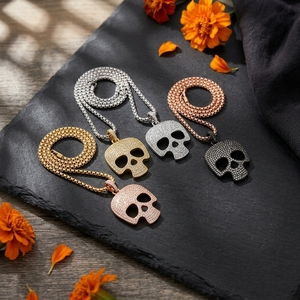 Collar con Colgante <span class=keywords><strong>de</strong></span> Calavera Chapado en Oro <span class=keywords><strong>de</strong></span> 18K, Estilo Gótico, Hip Hop, Calavera <span class=keywords><strong>de</strong></span> Azúcar, Regalo para el Día <span class=keywords><strong>de</strong></span> los <span class=keywords><strong>Muertos</strong></span> y Halloween - Product Image 5