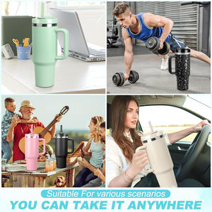 Vente en gros de gobelets à bière isothermes personnalisés à double paroi en acier inoxydable 40 oz avec poignée, style américain - Product Image 3