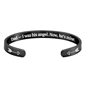 สร้อยข้อมือสแตนเลสสตีลข้อความสร้างแรงบันดาลใจที่กำหนดเองสลักด้วยเลเซอร์สำหรับผู้ชายตัวเลือกสีเงินทอง 'I IS 'angel' แฟชั่น - Product Image 5