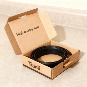 Boîte d'emballage pour ceinture <span class=keywords><strong>homme</strong></span> en papier kraft, impression numérique haute qualité, pour expédition, avec lamination mate, gaufrage et logo personnalisé - Product Image 2