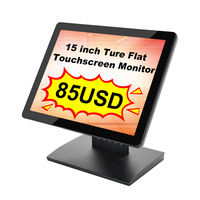 Monitor de pantalla táctil LCD de 15 pulgadas de grado industrial a prueba de agua simple monitor táctil de uso de tienda de licores de comida rápida
