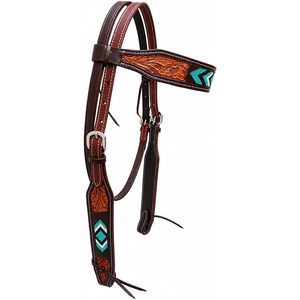 Hottmess Bridon en cuir pour cheval, orné de perles turquoise et de motifs floraux, pour l'équitation de trail, équipement équestre - Product Image 2