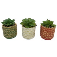 Vente en gros de petits pots de fleurs en ciment Pots de fleurs d'intérieur avec fleurs en plastique