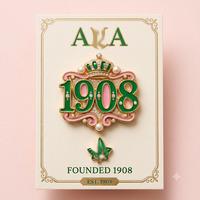 Épinglette en émail à lettres grecques décoratives, esthétique de sororité rose et verte, style preppy, vintage, minimaliste, pour l'émancipation, idéale comme cadeau ou accessoire vestimentaire