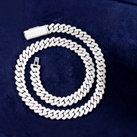 Cadena Cubana de Moissanita VVS en Oferta para Hombre, 2 Filas, 10mm 12mm de Ancho, Collar Hip Hop, Joyería, Cadena de Plata de Ley 925