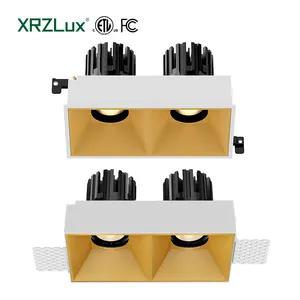 XRZLux 30W 더블 헤드 통 라이트 조정 가능한 각도 ETL LED COB 통 조명 다중 눈부심 방지 천장 스포트라이트 매입형 조명