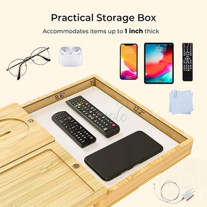 Table d'appoint pliable en bambou <span class=keywords><strong>pour</strong></span> canapé, <span class=keywords><strong>organisateur</strong></span> <span class=keywords><strong>de</strong></span> bras <span class=keywords><strong>de</strong></span> canapé à clipser, porte-gobelet amovible, table latérale en bois naturel, accessoire <span class=keywords><strong>de</strong></span> décoration - Product Image 2