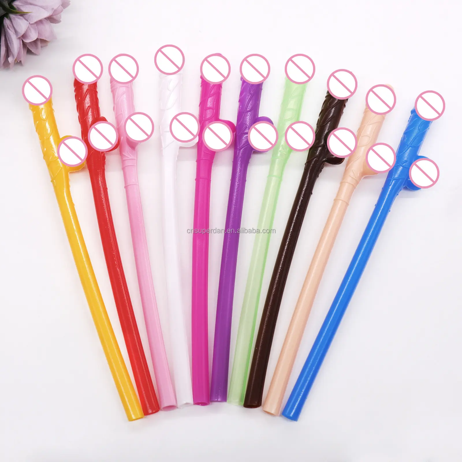 Wholesale Colorful Bachelorette Party Supplies Hen Party Decorations Adult Wedding Penis Plastic Straw Girls Night Drink Straw