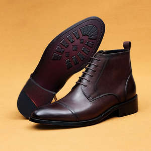Botas de Tobillo para Hombre, de Piel Genuina, Impermeables, con Cordones y Suela de Goma, para Todas las Temporadas, Tendencia de Moda - Product Image 1