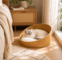 Maison et lit pour chat en bois, Nid pour animaux de compagnie de style nordique minimaliste, Fournitures créatives pour animaux de compagnie d'intérieur, Personnalisable