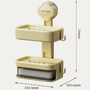 <span class=keywords><strong>Porte</strong></span>-<span class=keywords><strong>savon</strong></span> mural à ventouse avec égouttoir et support pour éponge, sans perçage, pour murs de salle de bain - Product Image 6