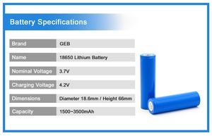 แบตเตอรี่ลิเธียมไอออนแบบชาร์จไฟได้แบตเตอรี่18650 3500mAh 3000mAh 2025 1500mAh 2000mAh - Product Image 5
