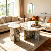 Table basse de luxe moderne au design Wabi-Sabi en marbre blanc Palissandro, écologique, pour la décoration intérieure, mobilier de salon, hôtel