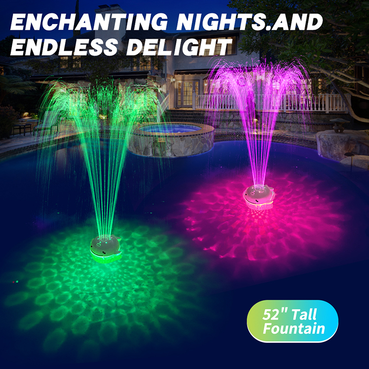 Solar Floating Pool Fountain RGB LED Lights IP68 Waterproof Plastic Auto On/Off for Pool Pond Bathtub