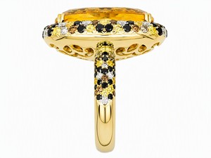 18K Pure Gold Fancy <b>Citrine</b> Diamond Best Wedding Ring with Oval Diamond - Product Image 3