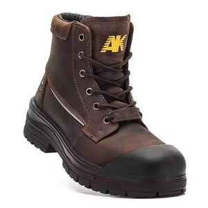 AK001-1 Vente Chaude Chaussures de Sécurité Industrielles d'Automne à Bout d'Acier pour Hommes, Bottes de Travail Montantes en Cuir Crazy Horse - Product Image 1