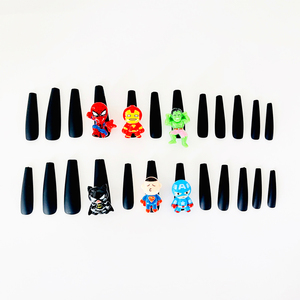 Ms.Miemie - Juego <span class=keywords><strong>de</strong></span> 24 Uñas Postizas <span class=keywords><strong>de</strong></span> Diseño <span class=keywords><strong>de</strong></span> Superhéroe en 3D, Uñas <span class=keywords><strong>de</strong></span> Ataúd <span class=keywords><strong>de</strong></span> ABS Suave, Uñas Artificiales Hechas a Mano <span class=keywords><strong>de</strong></span> Alta Calidad - Product Image 4