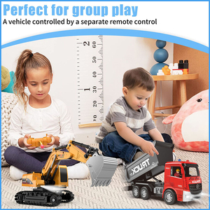 2 Trong 1 <span class=keywords><strong>RC</strong></span> Builder Xe Tải Cho Trẻ Em Chơi Mô Phỏng Ánh Sáng Âm Thanh Dumper Điều Khiển Từ Xa Điện Máy Xúc Kỹ Thuật Xe - Product Image 5