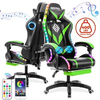 Chaise de jeu confortable pour le bureau et la maison, siège de jeu, ordinateur, PC, jeu de voiture, course, lumière LED RGB, chaise de jeu avec repose-pieds