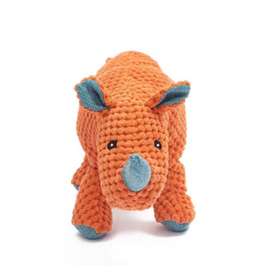 Juego de juguetes para masticar para perros con forma de rinoceronte, indestructibles, de peluche, con sonido, duraderos, para morder, de fabricante mayorista - Product Image 1
