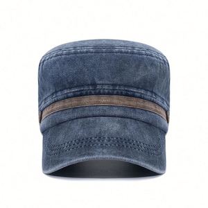 2025 New Arrival Faded Cotton <b>Flat</b> Top Camp <b>Cap</b> Breathable Outdoor Sun Hat Two Tone Sports <b>Cap</b> for <b>Men</b> - Product Image 3