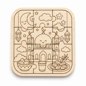 Custom Ramadan <b>Wooden</b> Coloring <b>Puzzle</b> Set for Kids DIY Educational <b>Jigsaw</b> Board Eid Mubarak Islamic Activity Toy Party Gift - Product Image 4