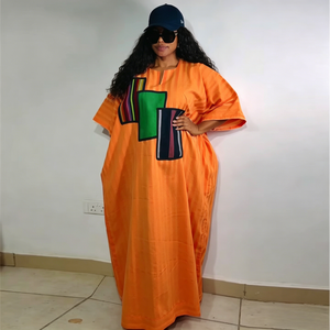 Robe rayée ample à col en V style africain Yuhong, nouvelle collection été 2026, <span class=keywords><strong>grande</strong></span> <span class=keywords><strong>taille</strong></span>, <span class=keywords><strong>vêtements</strong></span> pour femmes euro-américaines - Product Image 1