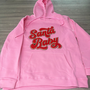 Parche de prensa de calor con letras de bebé de Papá Noel, parches bordados de chenilla con purpurina grande de Navidad personalizados para ropa - Product Image 3
