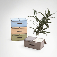 Cube de rangement en tissu de lin de haute qualité organisateur de boîte de rangement pliable avec poignées de couvercles organisateur de vêtements pour l'espace de garde-robe