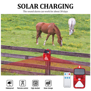Alarme solaire Détecteur de mouvement 129dB Alarme stroboscopique 6 LEDs avec lumière <span class=keywords><strong>sonore</strong></span> pour la ferme - Product Image 5