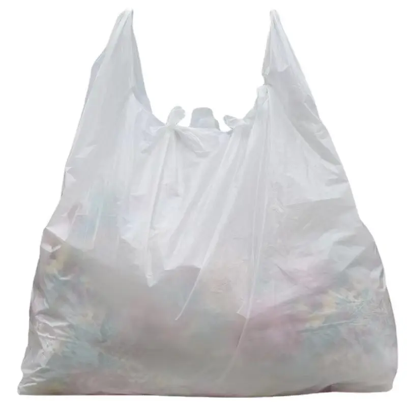 अनुकूलित डिस्पोजेबल प्लास्टिक टी-शर्ट कैरियर बैग हॉट स्टैम्पिंग फूड ग्रेड शॉपिंग बैग बेलो एमडीपीई पैकेजिंग मूल तुर्की