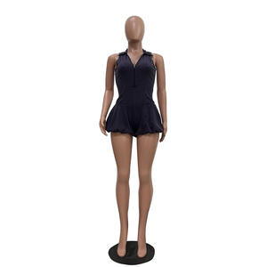 Viviblook Z507RP01 Combinaison d'été moulante sans manches à col en V effet délavé pour femme, grande taille, sexy - Product Image 3