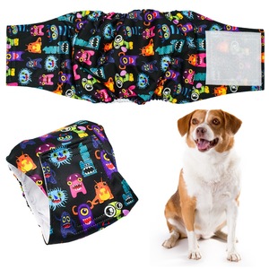 Petop <span class=keywords><strong>Couches</strong></span> lavables réutilisables pour chiens mâles et femelles avec protection anti-fuite et ajustables, bleu et blanc - Product Image 2