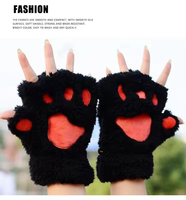 Gants d'hiver en peluche pour femmes, motif ours et patte de chat, mignons, courts, sans doigts, en forme de griffe d'ours, pour filles, cadeau, fête