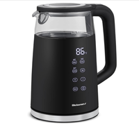 Bouilloire électrique portable en verre sans fil à double paroi de 1,7 L avec écran tactile, fonction maintien au chaud, 220 V, rotation à 360 degrés