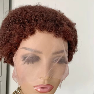 Dx175 Tay Gắn Đầy Đủ Ren Natrual Tóc Giả Tóc Con Người Nổi Bật Buremese Afro Kinky Curl Mạnh Mẽ Bện Tóc Giả Cap pression Short613 - Product Image 5