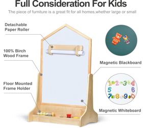 Chevalet d'art extra large pour enfants avec tableau magnétique double face et <span class=keywords><strong>support</strong></span> de rangement <span class=keywords><strong>à</strong></span> <span class=keywords><strong>roulettes</strong></span> pour la conception personnalisée de maisons - Product Image 6