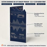 Brochure de programme de concert personnalisée découpée au laser, impression sur papier bleu marine, reliure agrafée