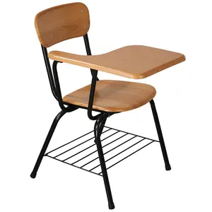 School Furniture Wooden Student Chair Foldable Training Chair With Writing Tablet