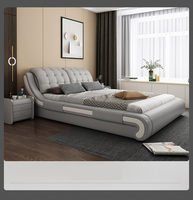 Lits rembourrés, fabricants de lits confortables, cadres de lit modernes en bois massif, taille King et Double, ensemble de meubles de chambre à coucher