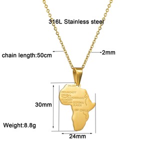 Fabricante al por mayor moda Popular hermoso <span class=keywords><strong>Mapa</strong></span> <span class=keywords><strong>de</strong></span> África colgantes collar hombres y mujeres Universal hermoso collar - Product Image 6