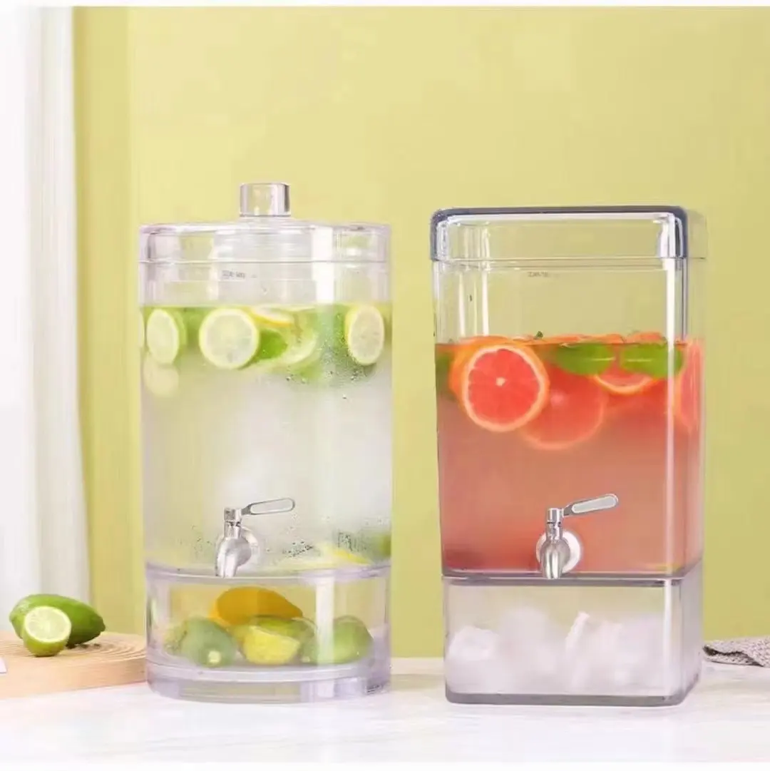 ECOBOX Dispenser minuman jus buah transparan, Dispenser plastik komersial untuk pajangan