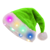Chapeau de Noël LED en peluche en gros, chapeau lumineux de Noël avec lumières changeantes de couleur, cadeaux de fête de fin d'année