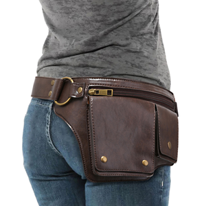 Ceintures de taille en cuir véritable 100% faites à la main en gros, couleur marron, sacs de poche de hanche, sacs de hanche pour unisexe, pour les voyages - Product Image 1